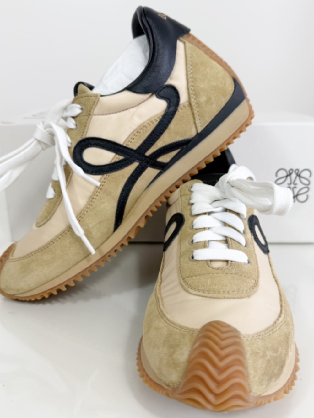 Loewe Flow Runner Suede and Leather Sneakers - Beige - Picture 6 of 14